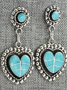 New Boho Turquoise Oval Drop Dangle Earrings Beaded Western Flower Teardrop
